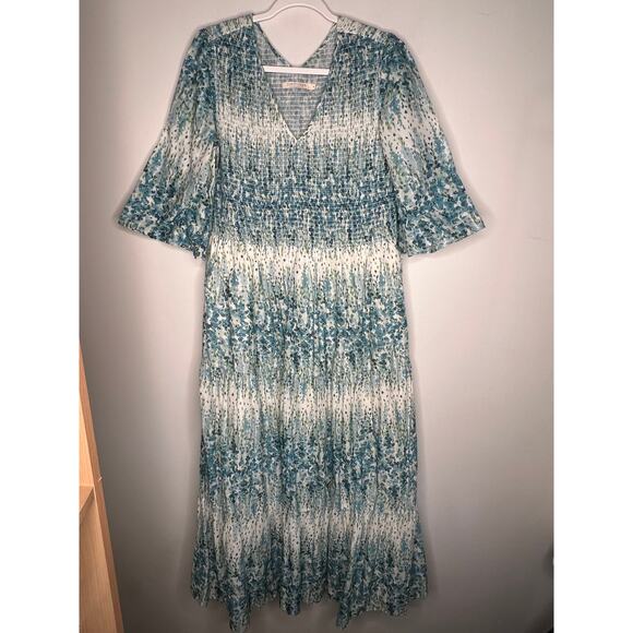 Christy Dawn Blue & Green Floral Basil Maxi Dress Size XL - Picture 3 of 12